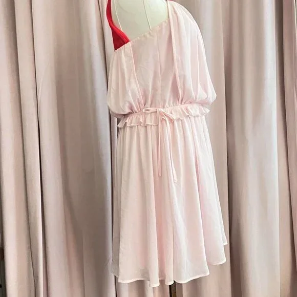 Express Boho Pink And Red Ruffle Dress - Picture 4 of 8